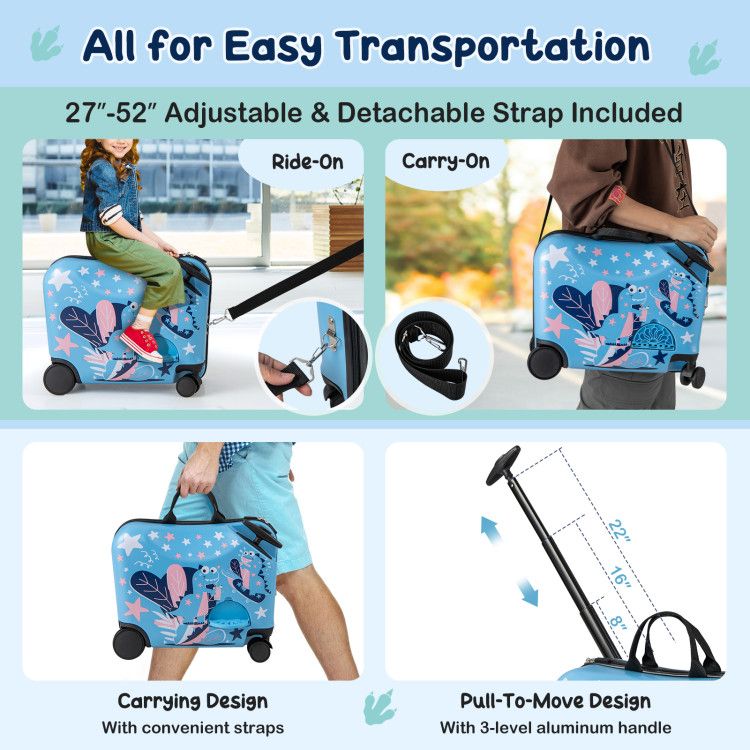 2 Pieces Kid Luggage Set with Spinner Wheels and Aluminum Handle