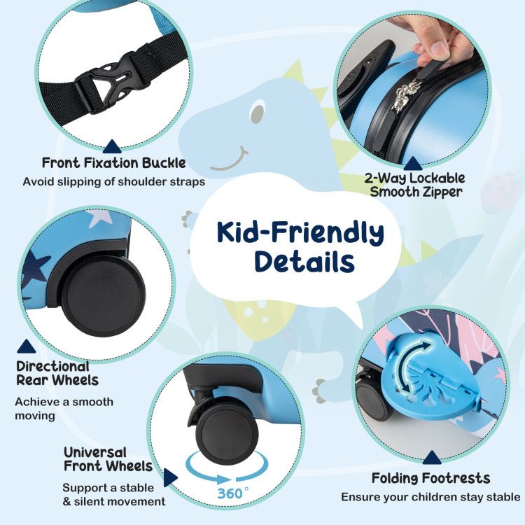 2 Pieces Kid Luggage Set with Spinner Wheels and Aluminum Handle
