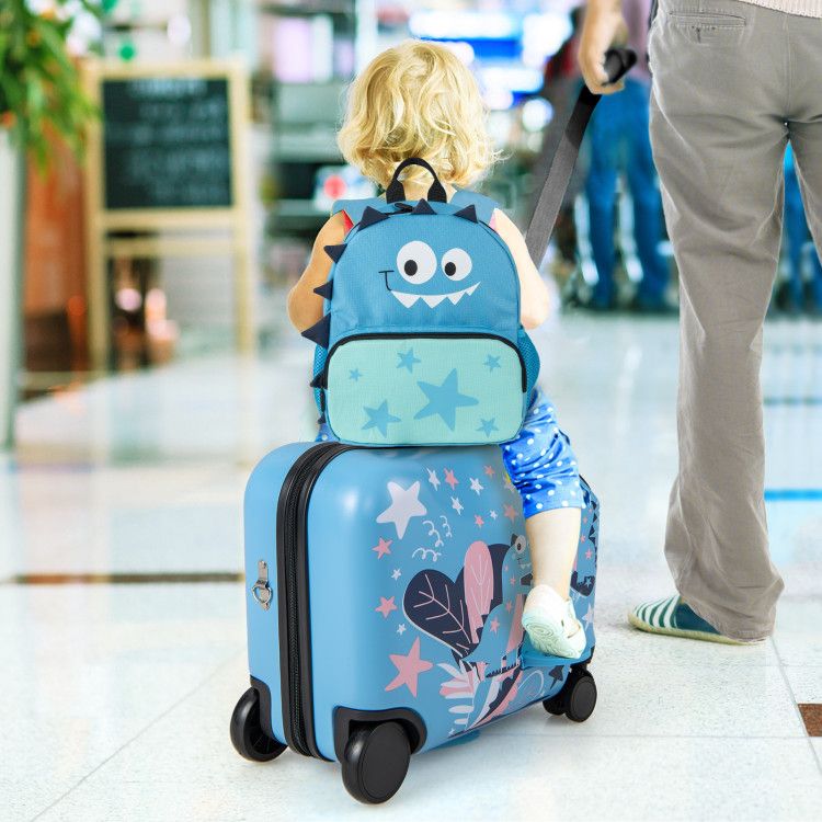 2 Pieces Kid Luggage Set with Spinner Wheels and Aluminum Handle
