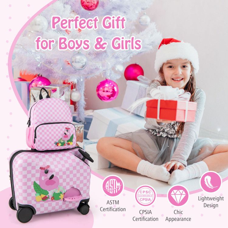2 Pieces Kid Luggage Set with Spinner Wheels and Aluminum Handle