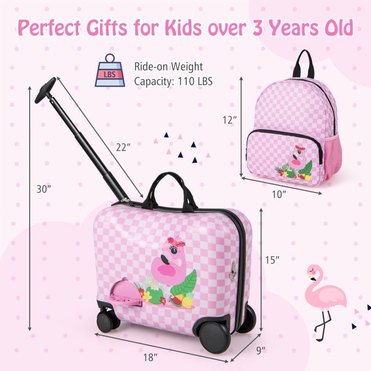 2 Pieces Kid Luggage Set with Spinner Wheels and Aluminum Handle