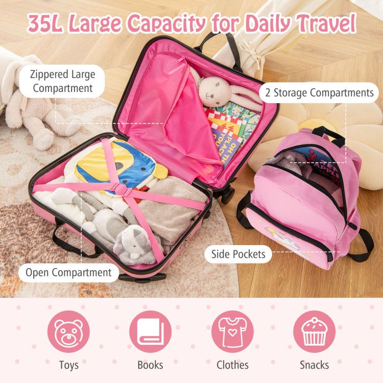 2 Pieces Kid Luggage Set with Spinner Wheels and Aluminum Handle