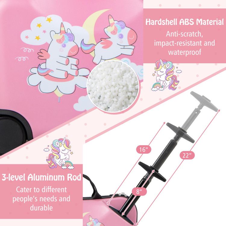 2 Pieces Kid Luggage Set with Spinner Wheels and Aluminum Handle