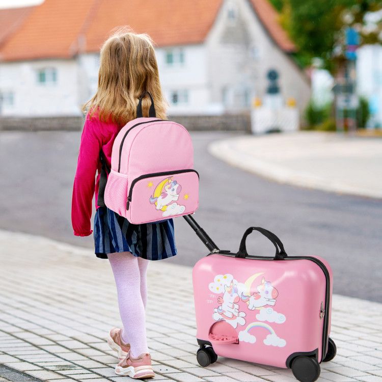 2 Pieces Kid Luggage Set with Spinner Wheels and Aluminum Handle
