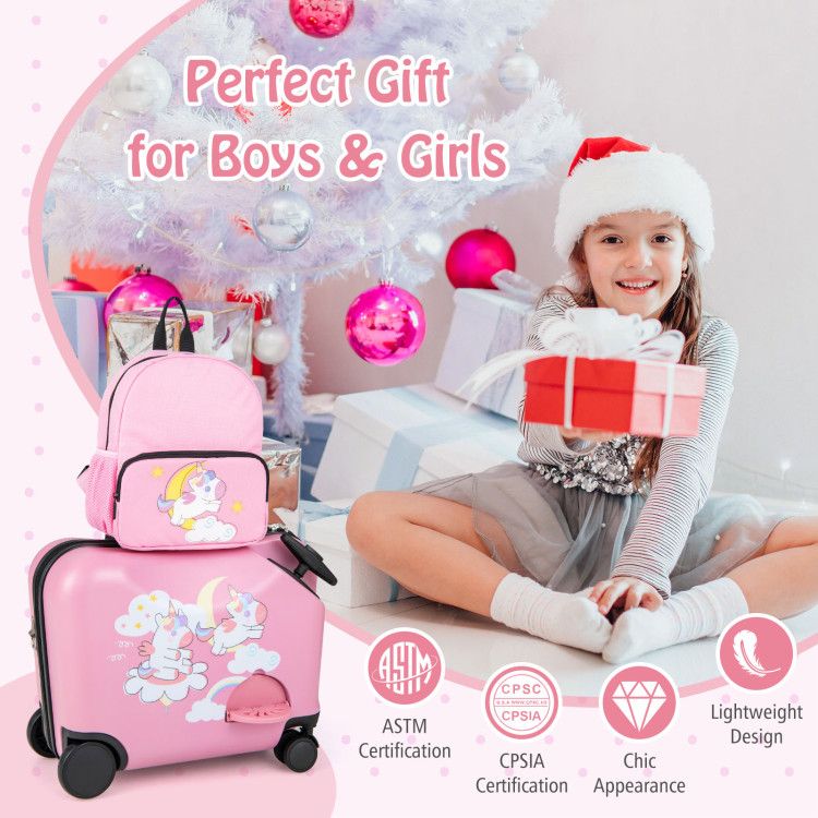2 Pieces Kid Luggage Set with Spinner Wheels and Aluminum Handle