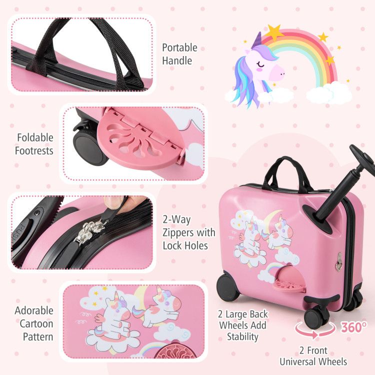 2 Pieces Kid Luggage Set with Spinner Wheels and Aluminum Handle