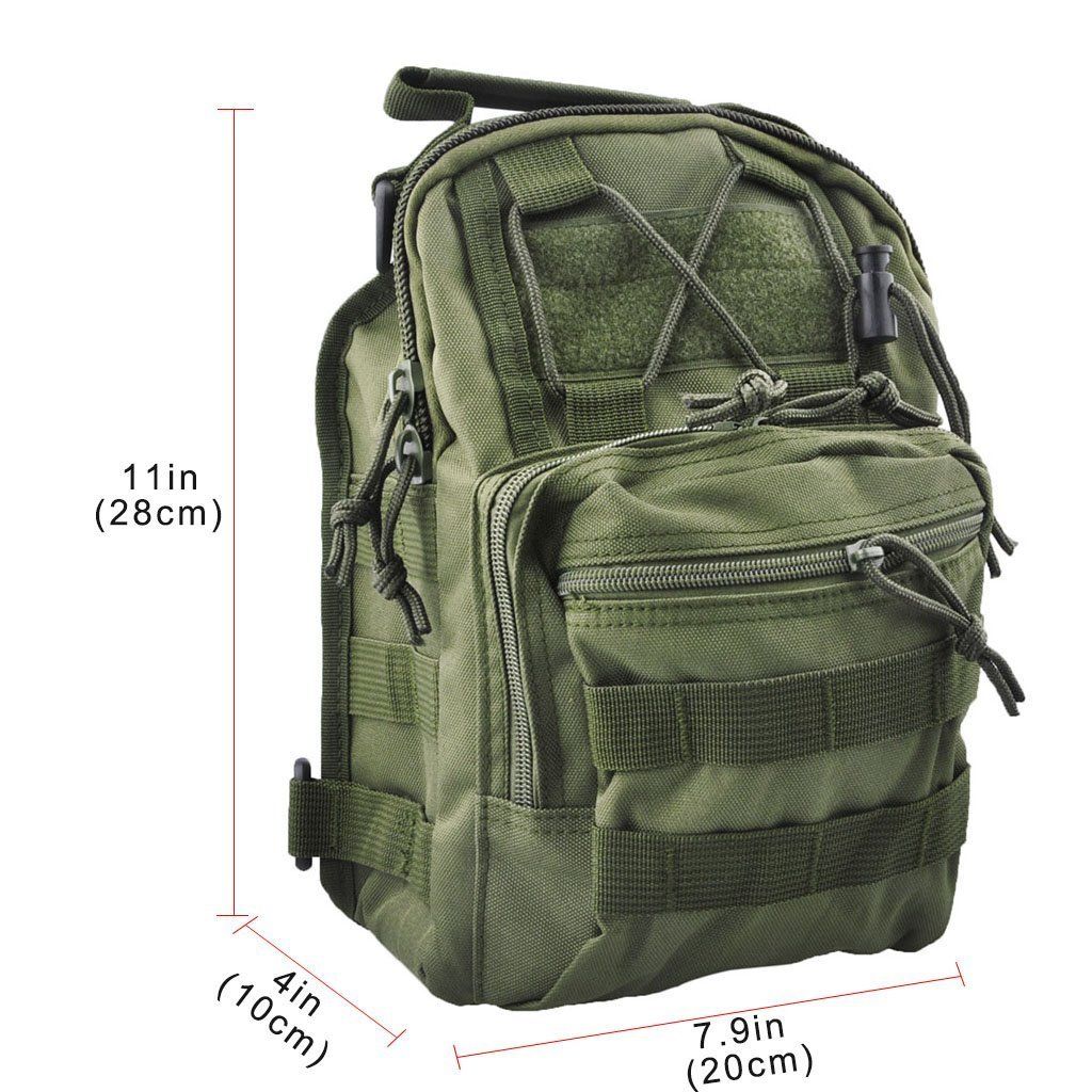 Unisex Sling Shoulder Bag Molle Outdoor Daypack Backpack with Adjustable Strap