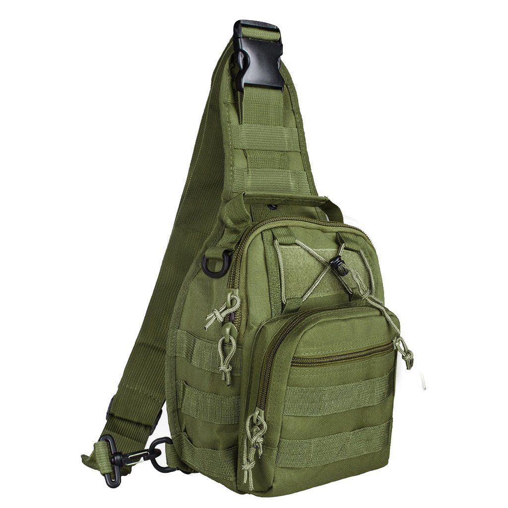 Unisex Sling Shoulder Bag Molle Outdoor Daypack Backpack with Adjustable Strap