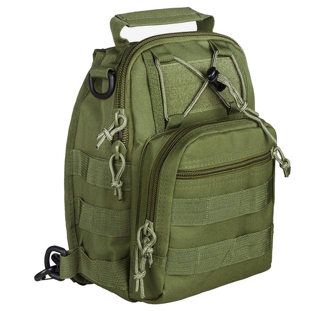 Unisex Sling Shoulder Bag Molle Outdoor Daypack Backpack with Adjustable Strap