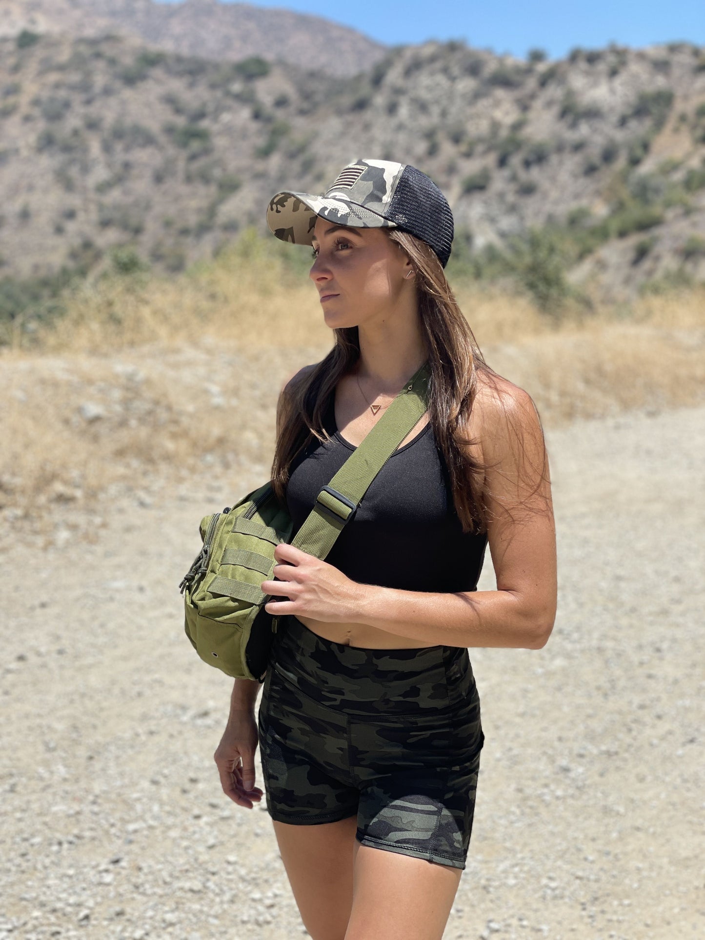 Unisex Sling Shoulder Bag Molle Outdoor Daypack Backpack with Adjustable Strap