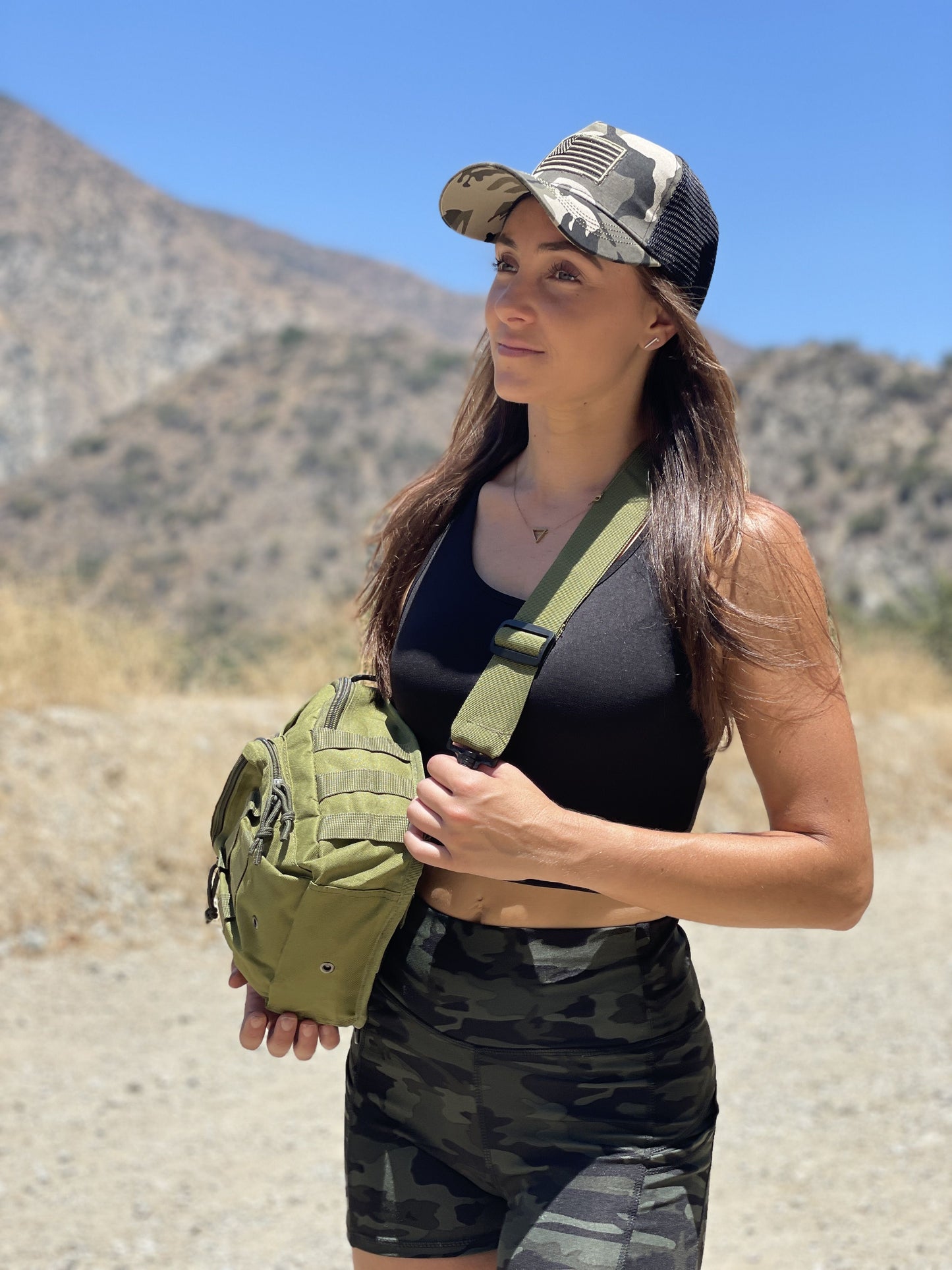 Unisex Sling Shoulder Bag Molle Outdoor Daypack Backpack with Adjustable Strap