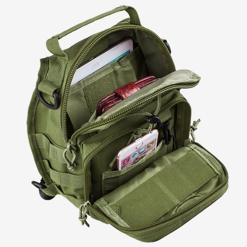 Unisex Sling Shoulder Bag Molle Outdoor Daypack Backpack with Adjustable Strap
