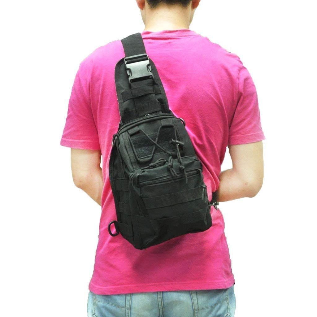Unisex Sling Shoulder Bag Molle Outdoor Daypack Backpack with Adjustable Strap
