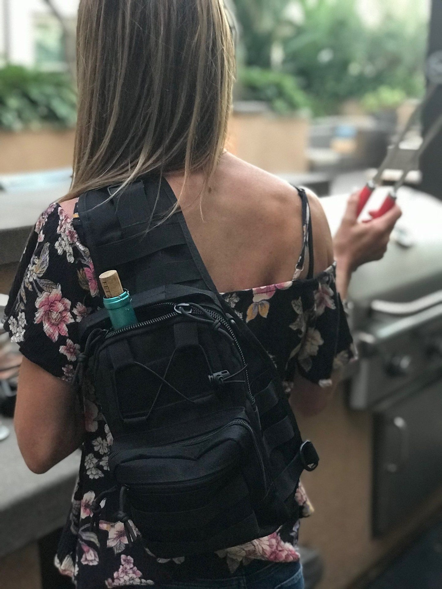 Unisex Sling Shoulder Bag Molle Outdoor Daypack Backpack with Adjustable Strap