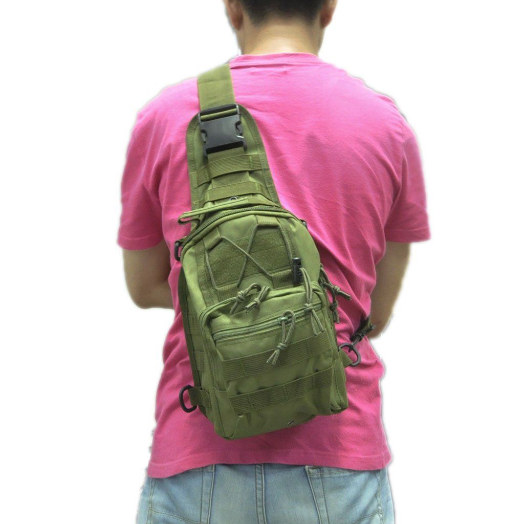 Unisex Sling Shoulder Bag Molle Outdoor Daypack Backpack with Adjustable Strap